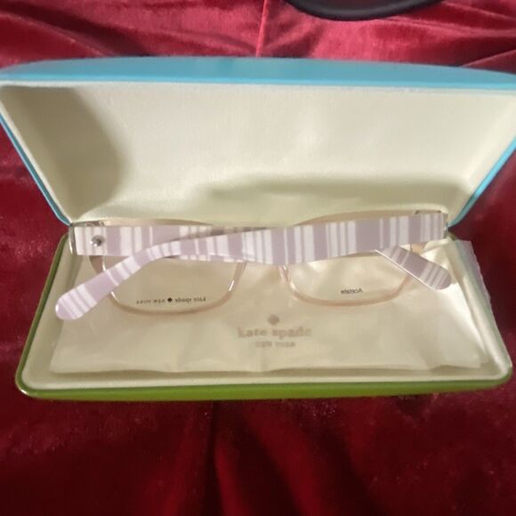 Kate Spade Elora Mauve Pink On Striped Temples 135 Eyeglasses New With Case - Picture 4 of 7